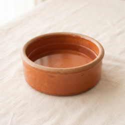 Terracotta Glaze Water Bowl, a wide heavy stoneware bowl in a warm terracotta glaze
