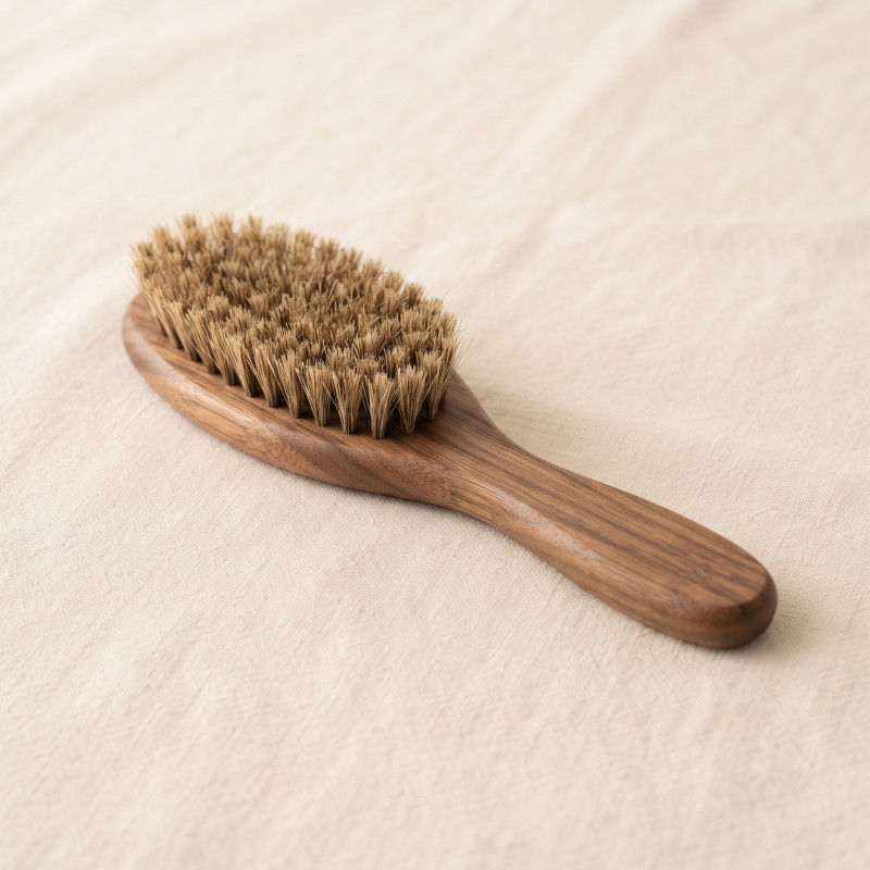 Beechwood Grooming Brush with an oiled beech handle and natural bristles